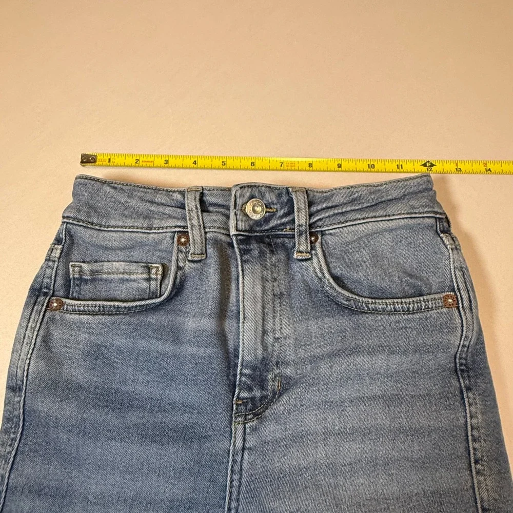 We The Free‎ Free People High Rise Skinny Jeans Blue Raw Hem Denim Womens 26